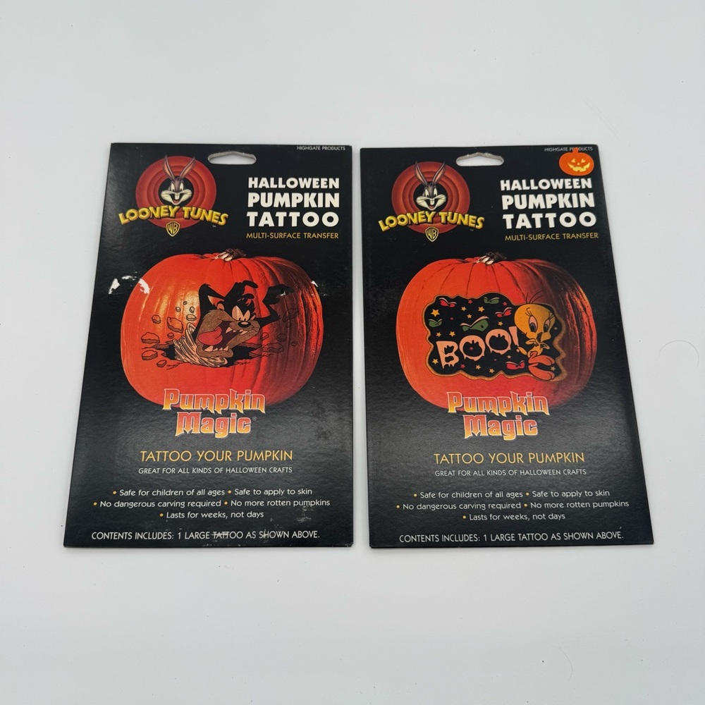 Vintage Looney Tunes Taz Tweety Halloween Pumpkin Tattoo Kit New Pumpkin Magic